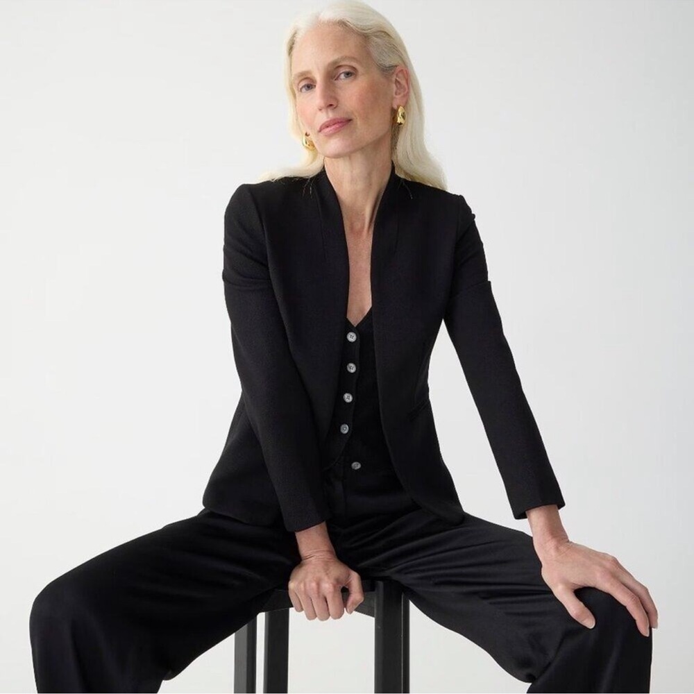 J. CREW Black Going Out Blazer Jacket Stretch Twill‎ Slim Fit Minimalist 8